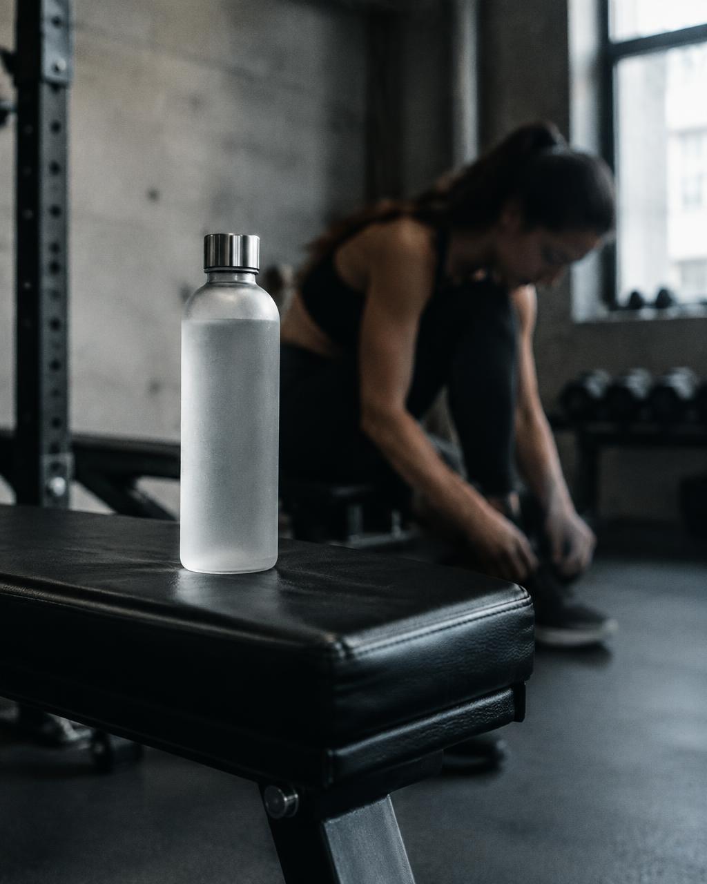 ENJHY bottle on a gym bench